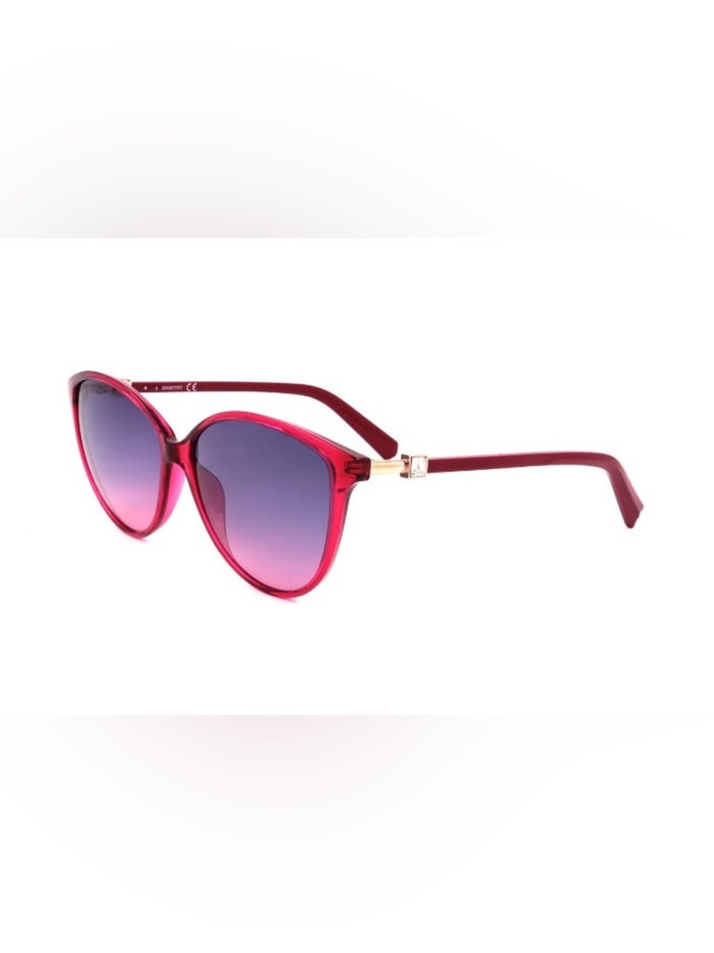 Swarovski Red Cat Eye Frame Sunglasses with Pink-to-Purple Gradient Lenses - Picture 2 of 6